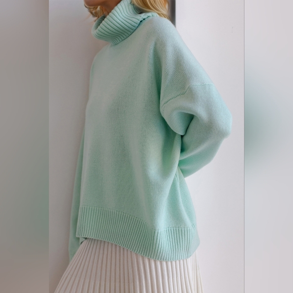 Basic Bae Turtleneck Dropped Shoulder Long Sleeve Sweater - Picture 2 of 6